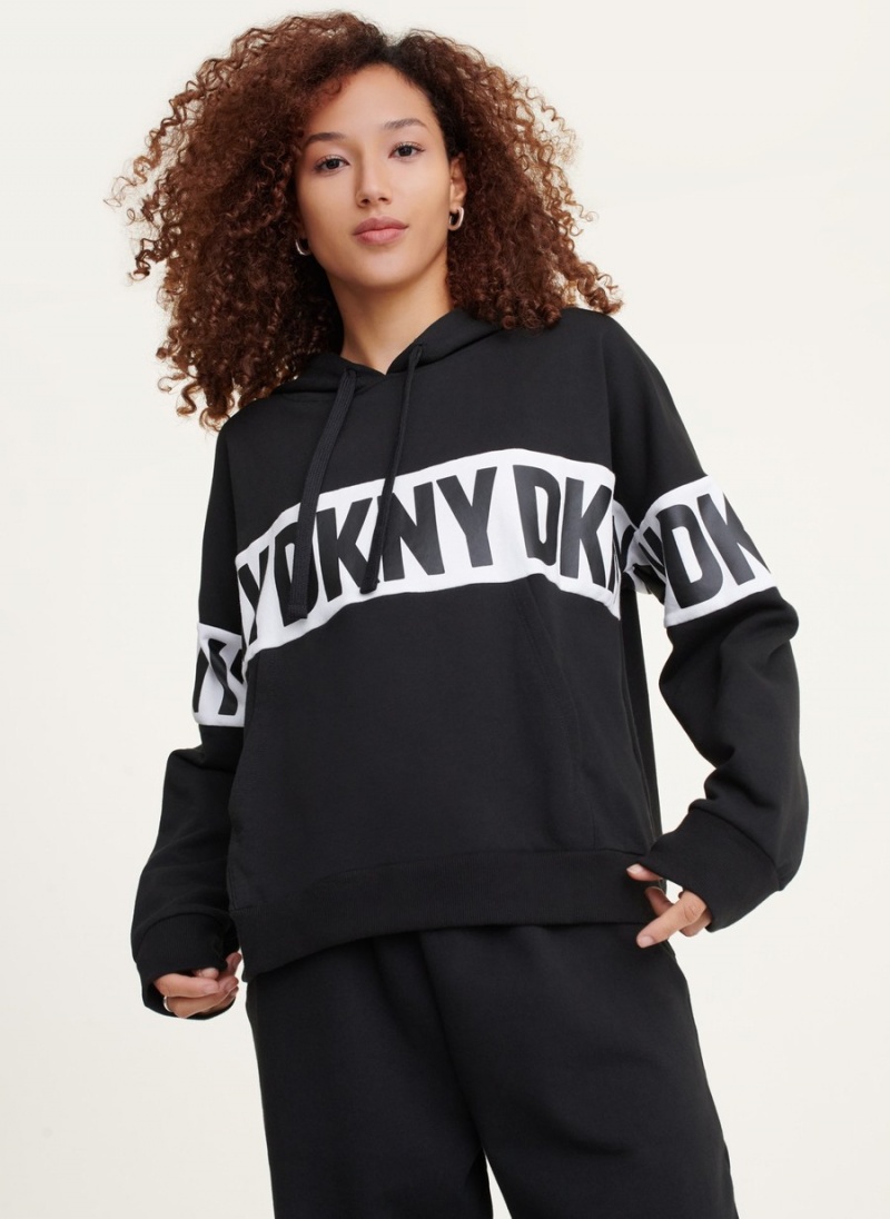 Women's Dkny Hooded Lounge Top Hoodie Black | A3943013