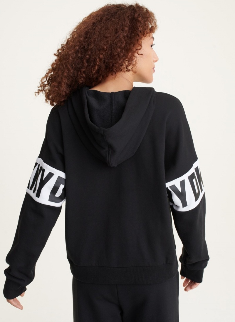 Women's Dkny Hooded Lounge Top Hoodie Black | A3943013
