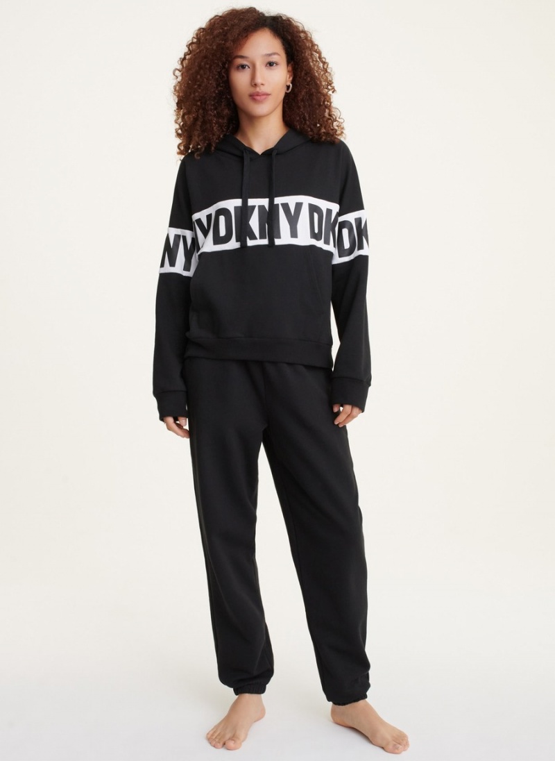 Women\'s Dkny Hooded Lounge Top Hoodie Black | A3943013