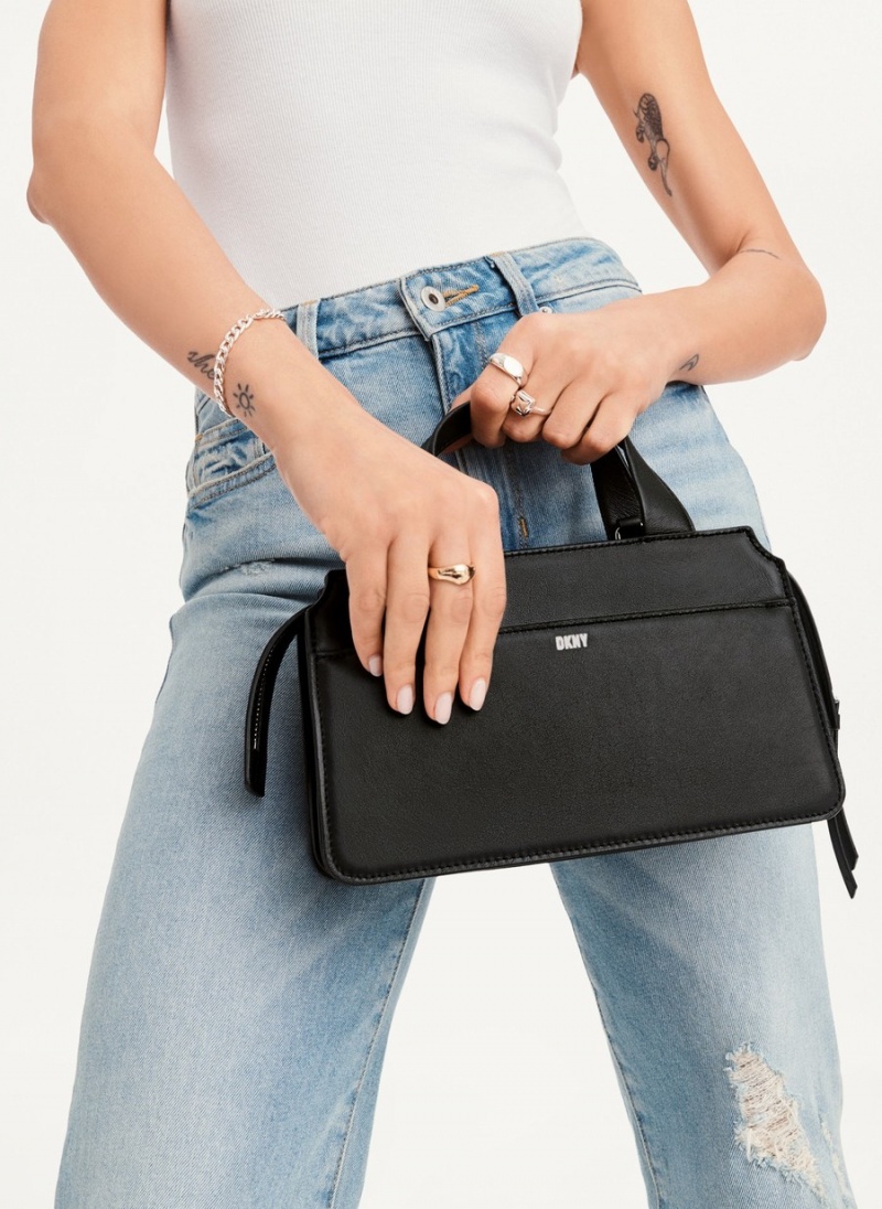 Women's Dkny Inessa Buckle Tote Bags Black | X6196808
