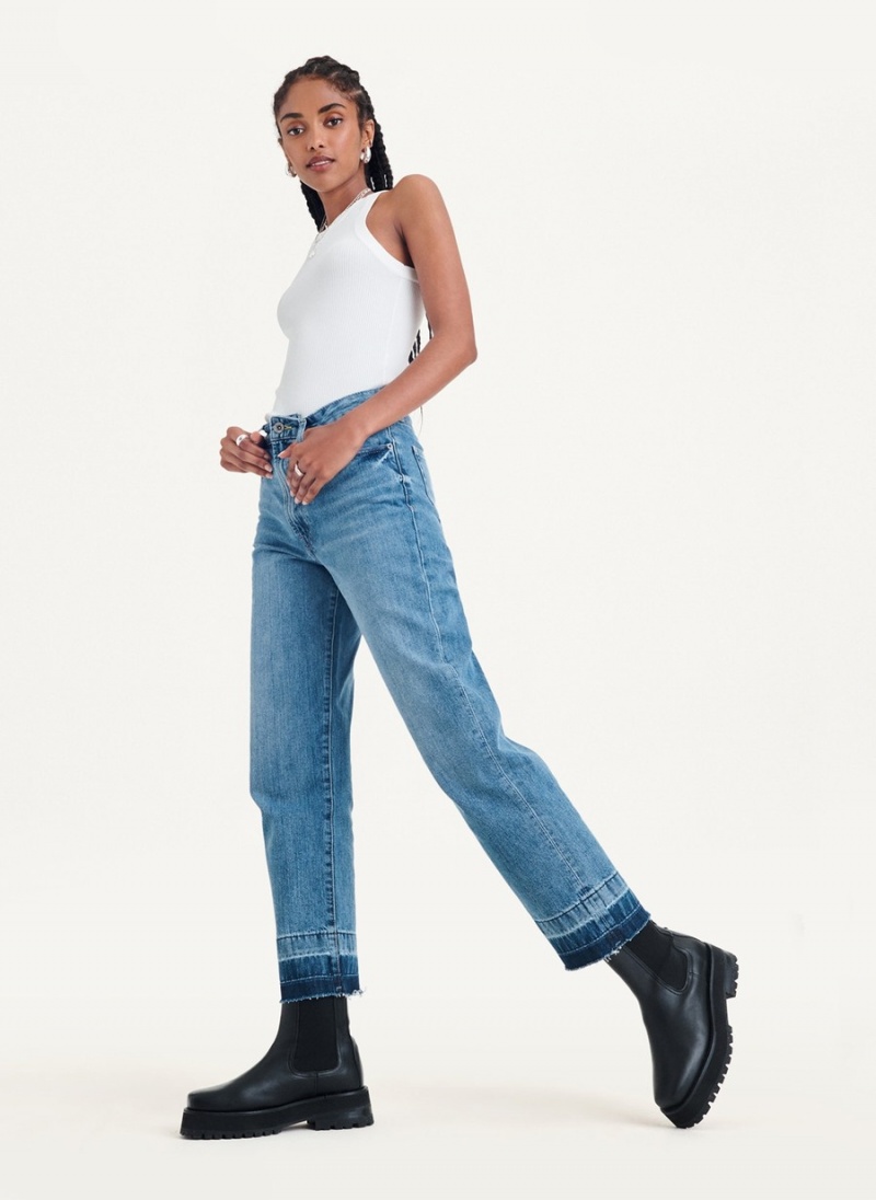 Women's Dkny Kent High Rise Straight Leg Jeans Blue | C6109988