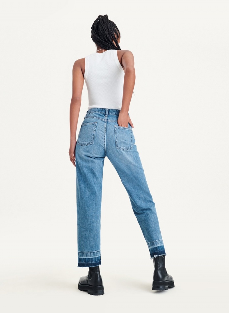 Women's Dkny Kent High Rise Straight Leg Jeans Blue | C6109988