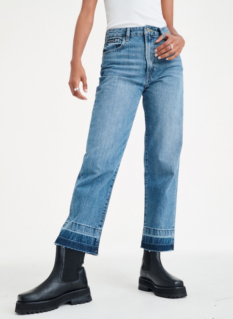 Women's Dkny Kent High Rise Straight Leg Jeans Blue | C6109988