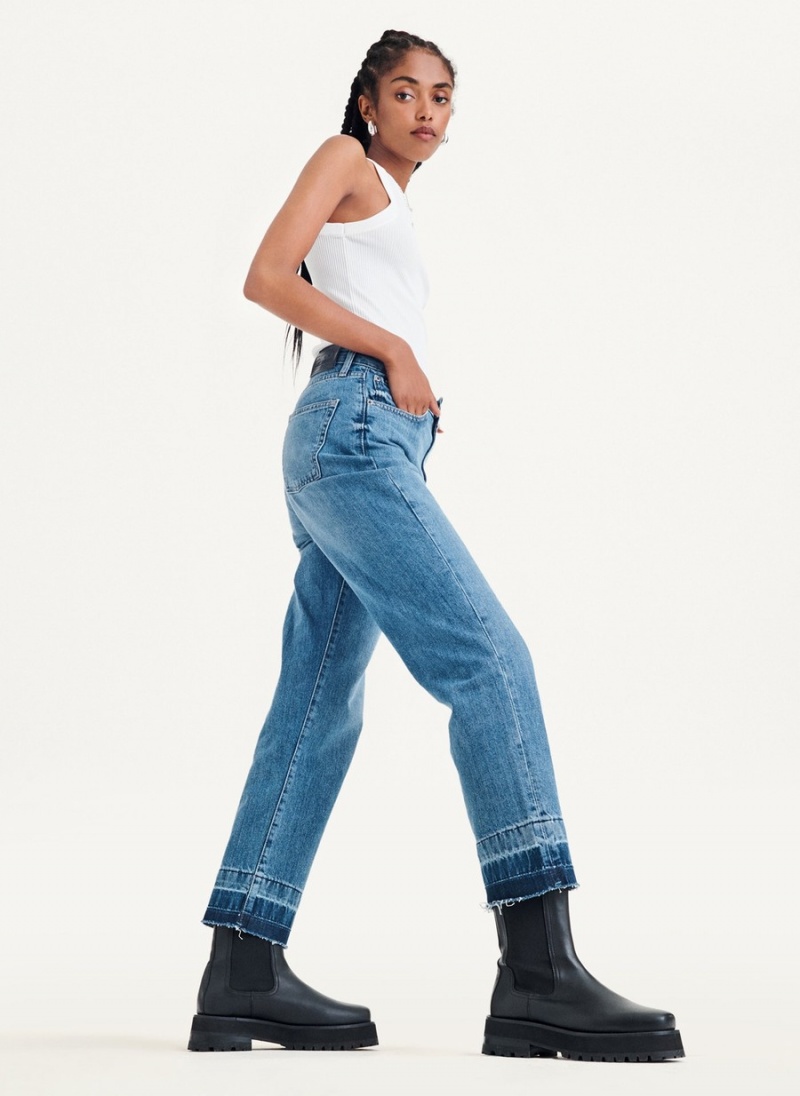 Women's Dkny Kent High Rise Straight Leg Jeans Blue | C6109988