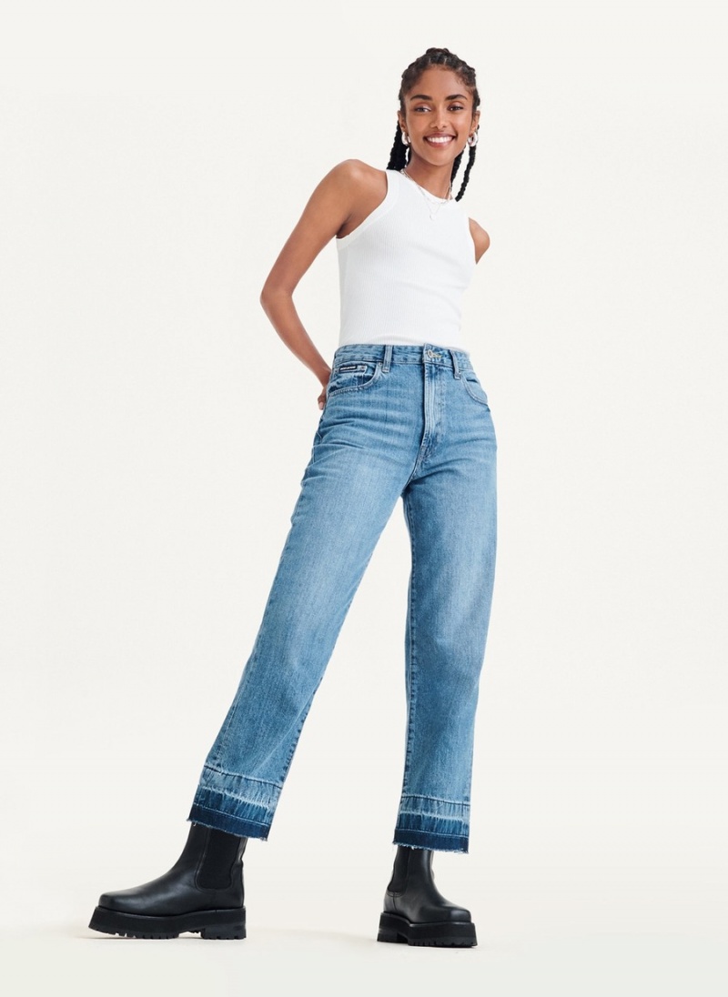 Women\'s Dkny Kent High Rise Straight Leg Jeans Blue | C6109988