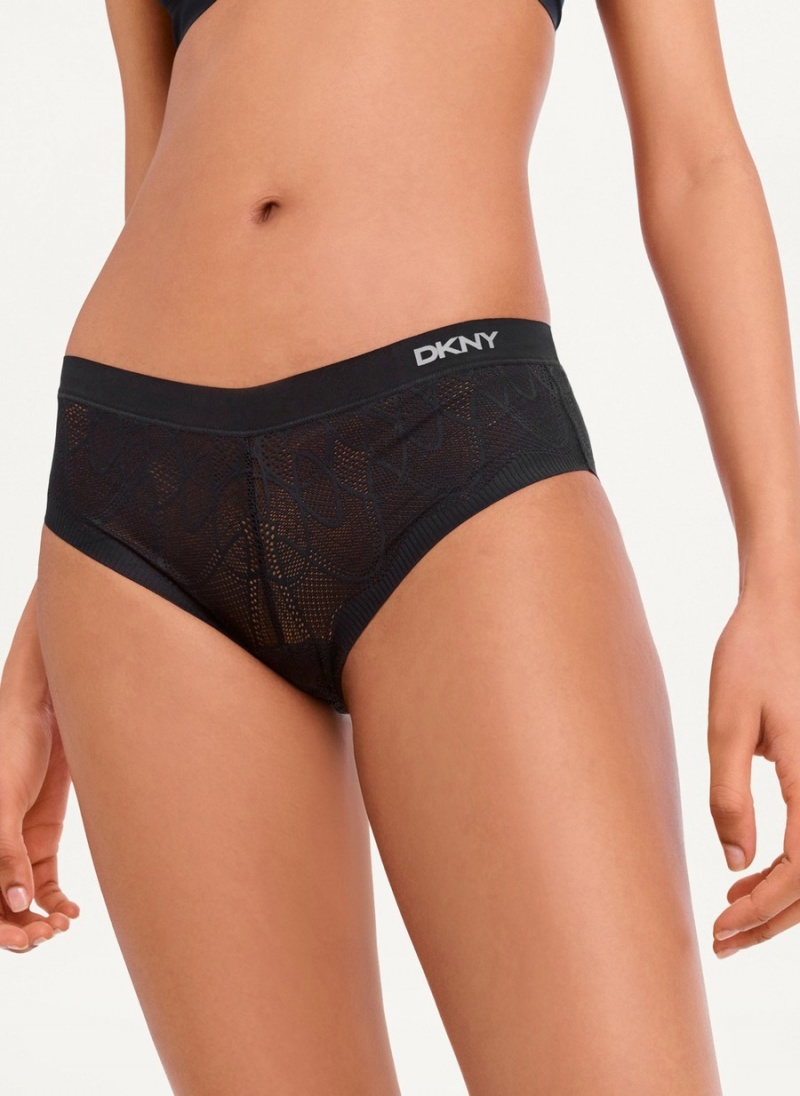 Women's Dkny Lace Comfort Hipster Underwear Black | E8106641