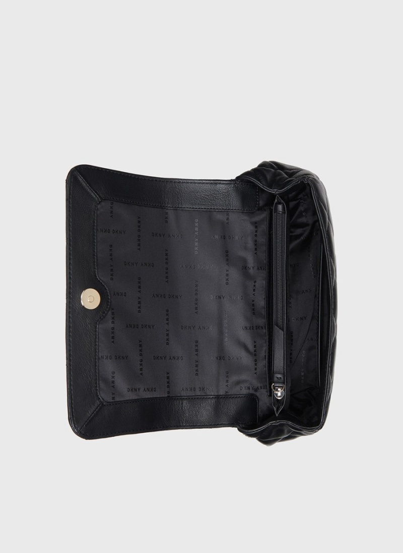 Women's Dkny Lara Large Quilted Shoulder Bags Black | A0837730