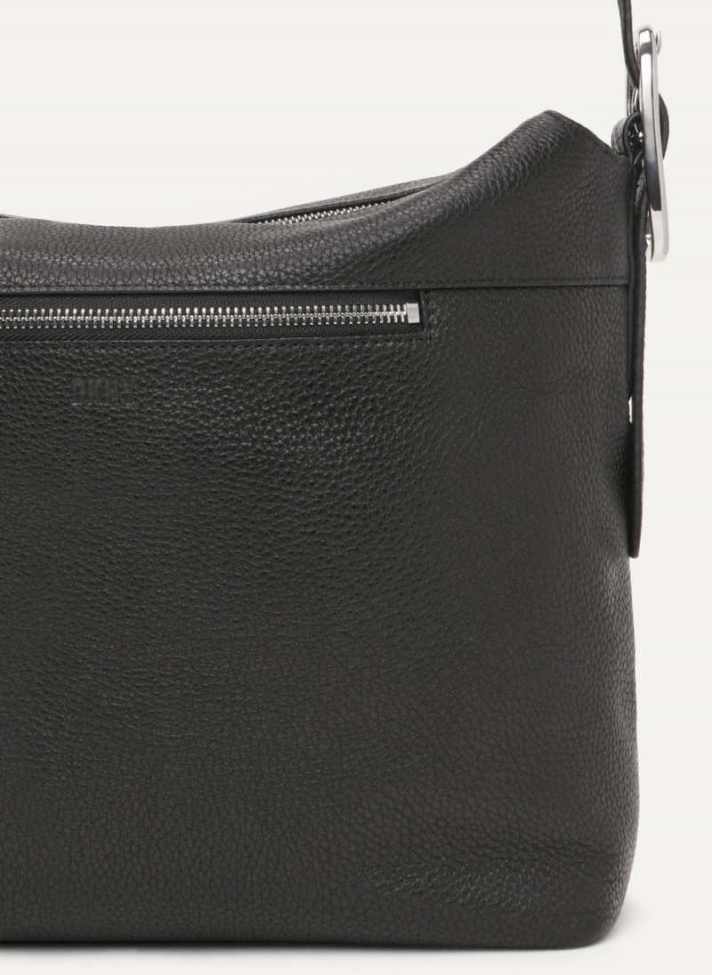 Women's Dkny Large Buckle Satchel Bags Black | E5395385