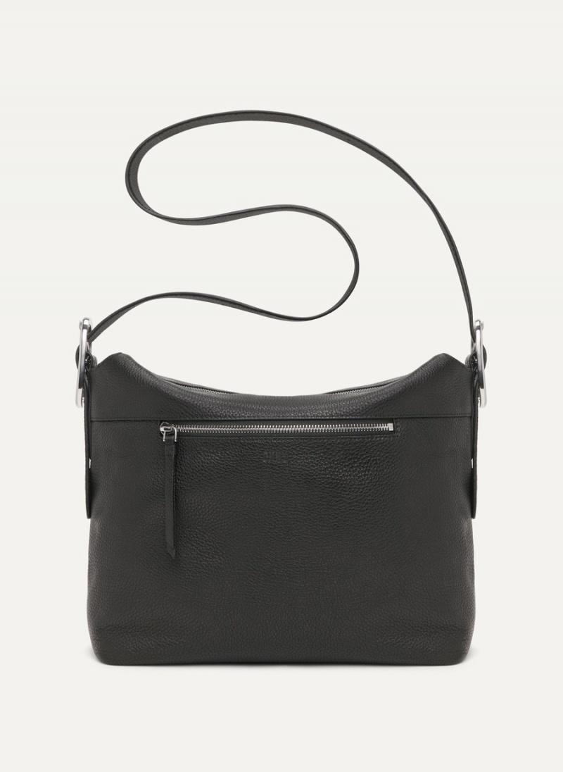 Women\'s Dkny Large Buckle Satchel Bags Black | E5395385