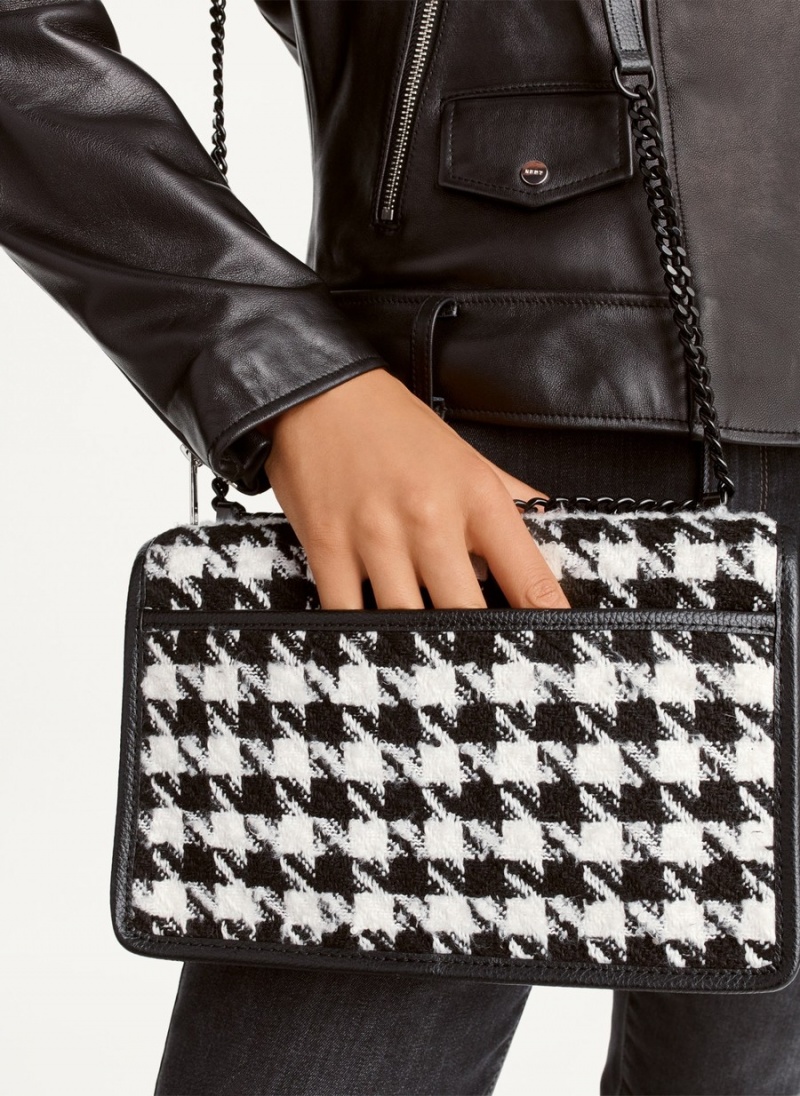 Women's Dkny Large Elissa Herringbone Crossbody Bags Black | N3885865