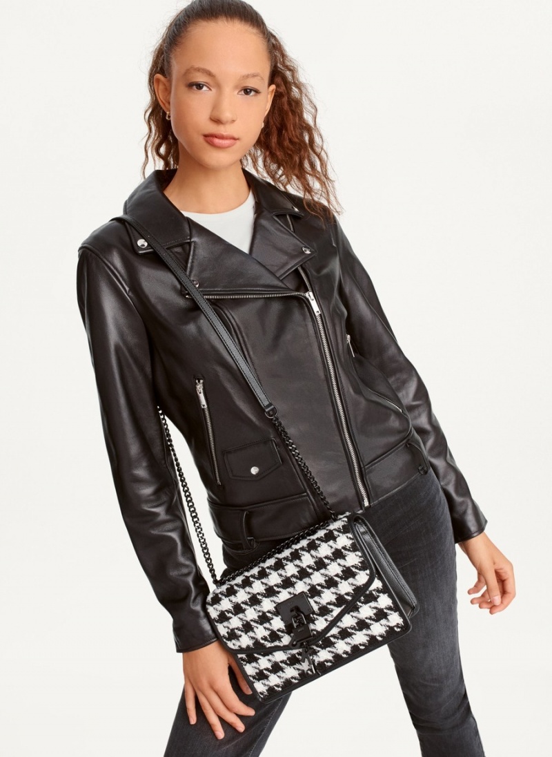 Women's Dkny Large Elissa Herringbone Crossbody Bags Black | N3885865