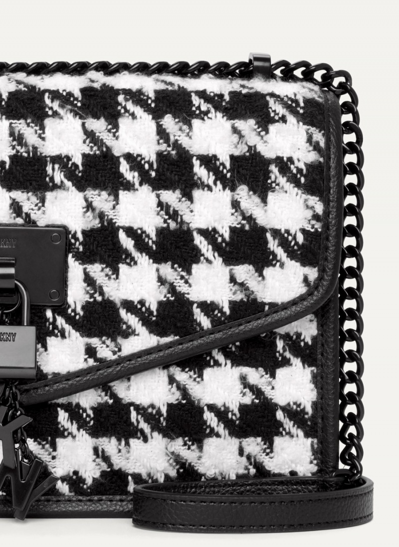 Women's Dkny Large Elissa Herringbone Crossbody Bags Black | N3885865