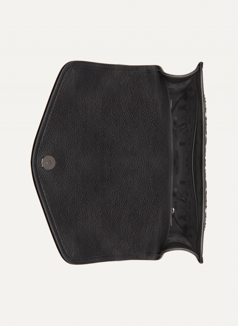 Women's Dkny Large Elissa Herringbone Crossbody Bags Black | N3885865