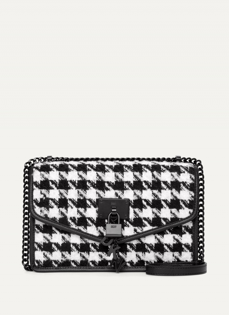 Women\'s Dkny Large Elissa Herringbone Crossbody Bags Black | N3885865