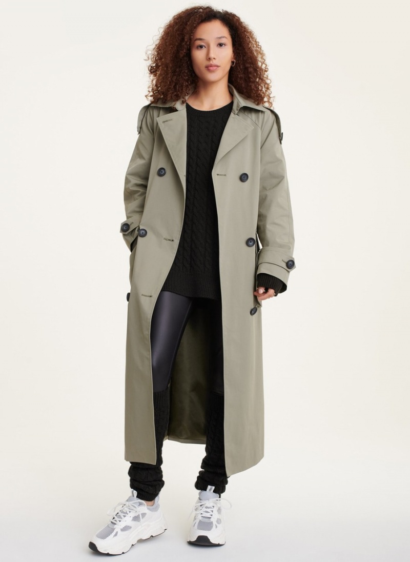Women's Dkny Lightweight Trench Coat Olive | V9547769