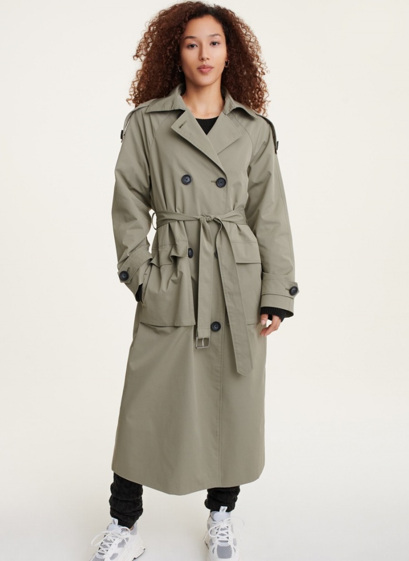 Women\'s Dkny Lightweight Trench Coat Olive | V9547769