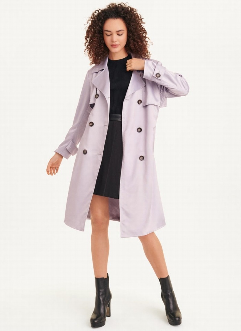 Women's Dkny Lightweight Trench Coat Purple | U5597097