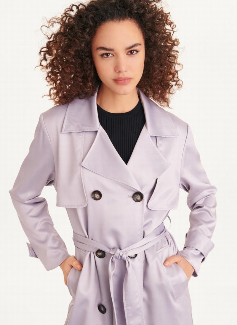 Women's Dkny Lightweight Trench Coat Purple | U5597097