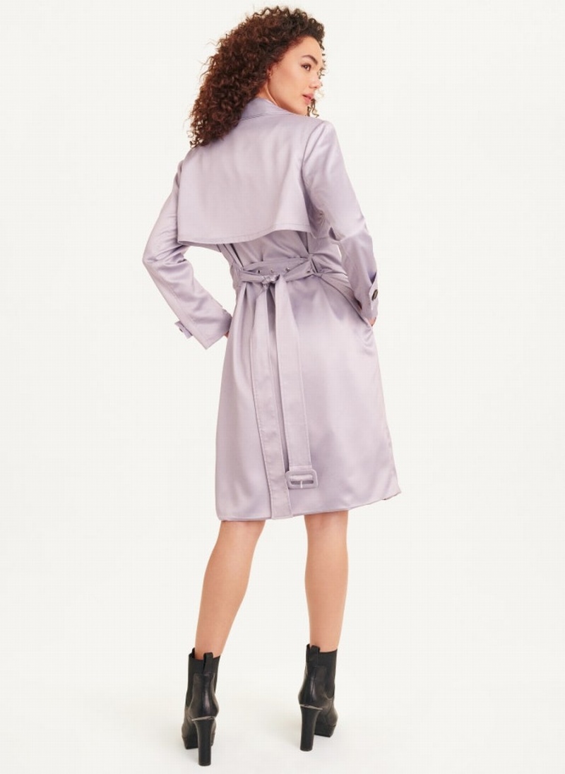 Women's Dkny Lightweight Trench Coat Purple | U5597097