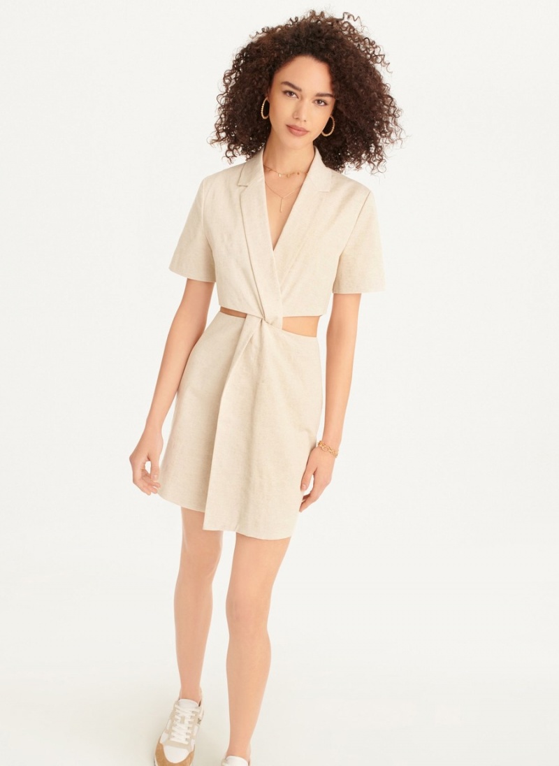 Women's Dkny Linen Cut Out Dress White | I7664613