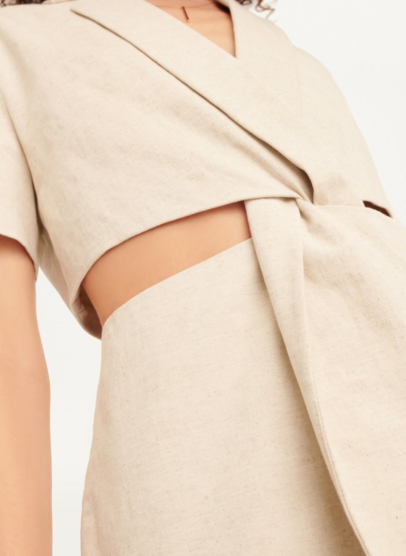 Women's Dkny Linen Cut Out Dress White | I7664613