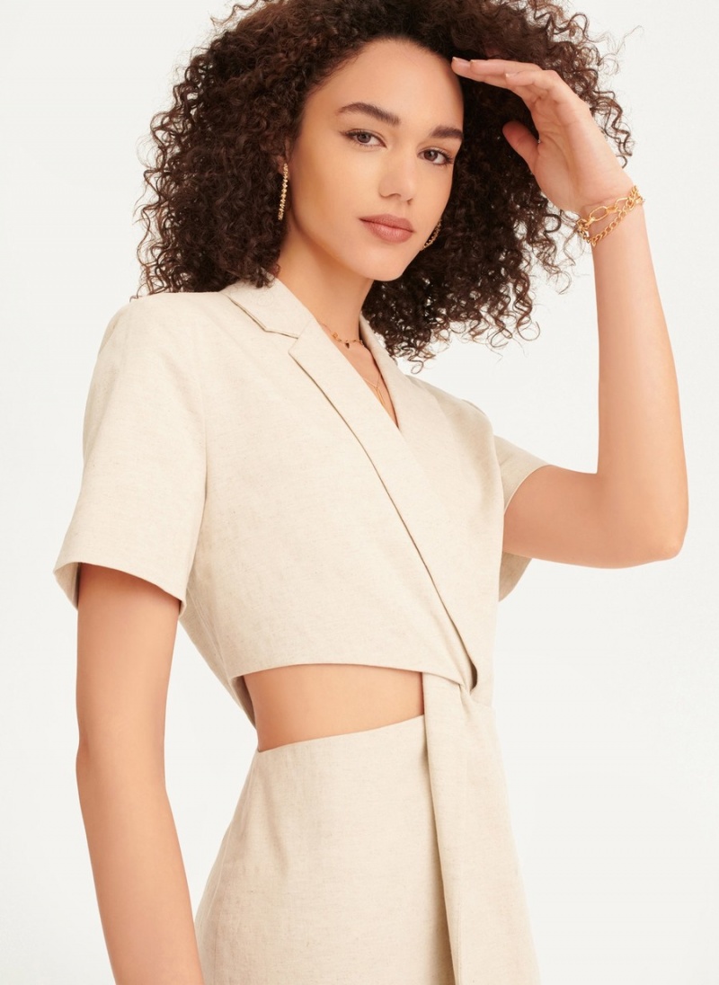 Women's Dkny Linen Cut Out Dress White | I7664613