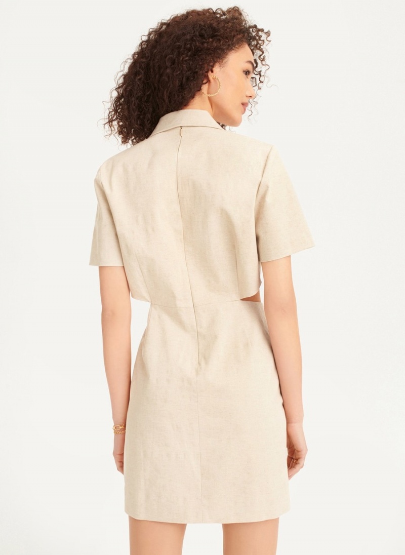 Women's Dkny Linen Cut Out Dress White | I7664613