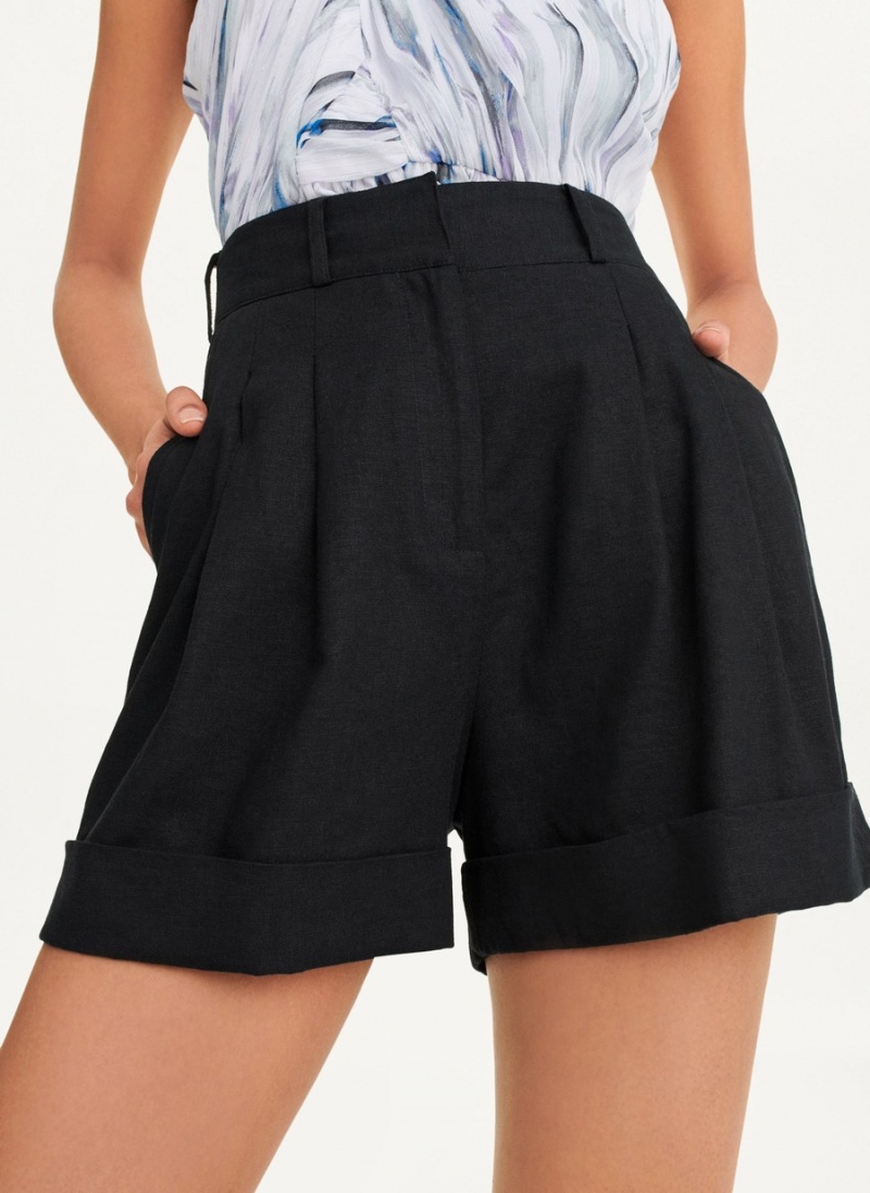 Women's Dkny Linen Viscose Shorts Black | B8067402