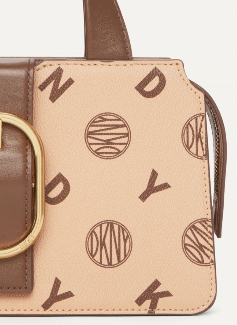 Women's Dkny Logo Buckle Tote Bags Beige | L0625597