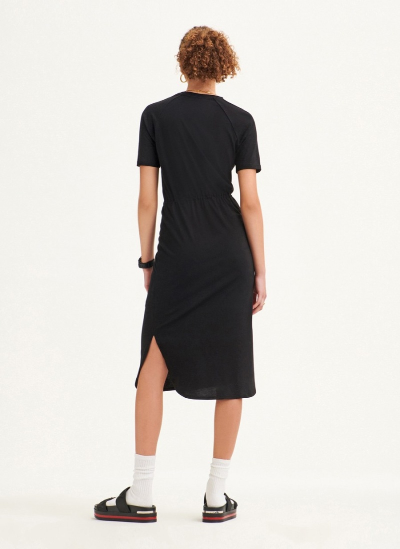 Women's Dkny Logo Drawstring Waist Dress Black | P1960336