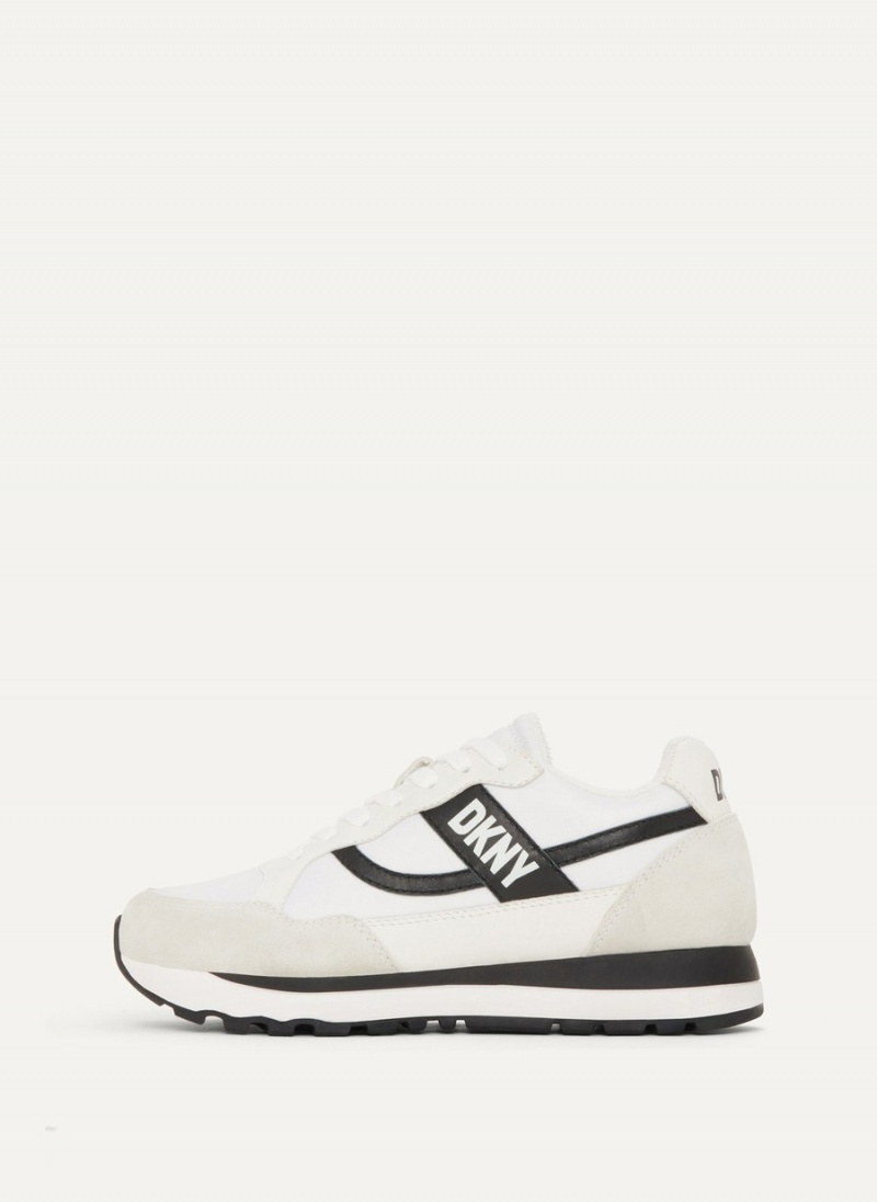 Women\'s Dkny Logo Retro Sneakers White | S1147944