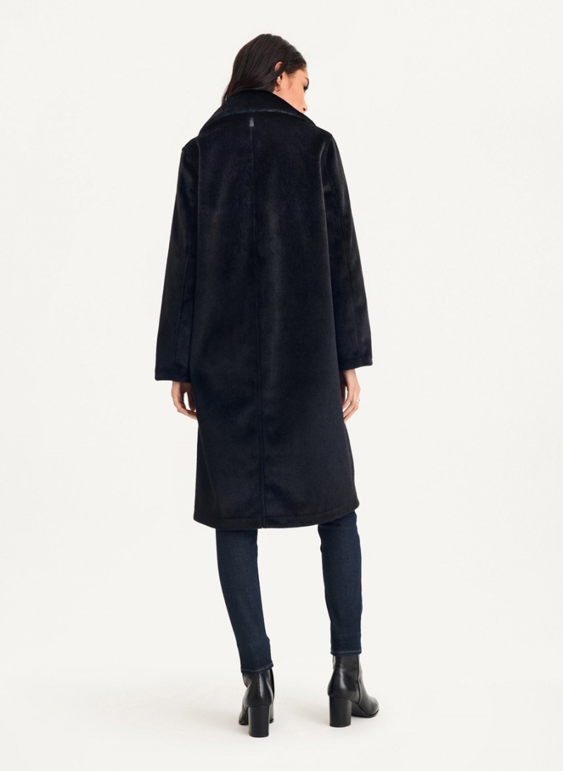 Women's Dkny Long Faux Fur Coats Black | I8191140