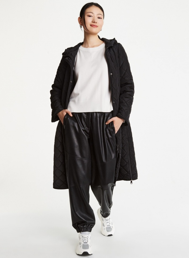 Women's Dkny Long Quilted Trench Coat Black | Y0576917