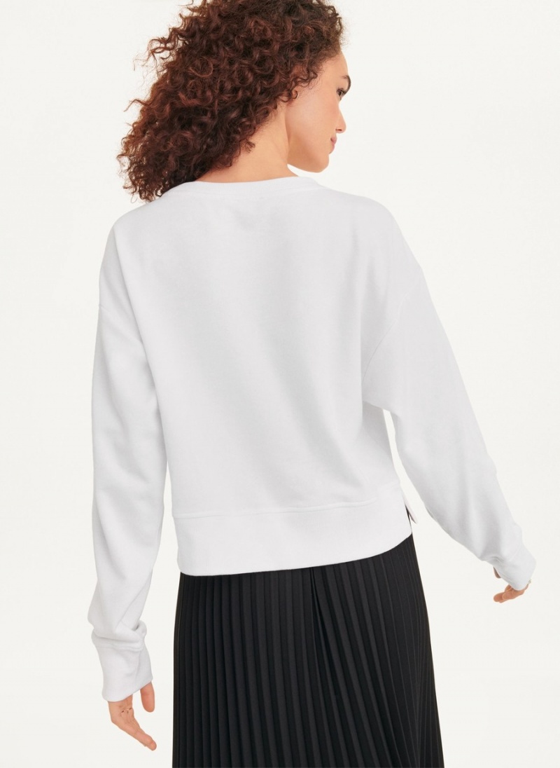 Women's Dkny Long Sleeve Fashion Girls Sweatshirts White | V5671152