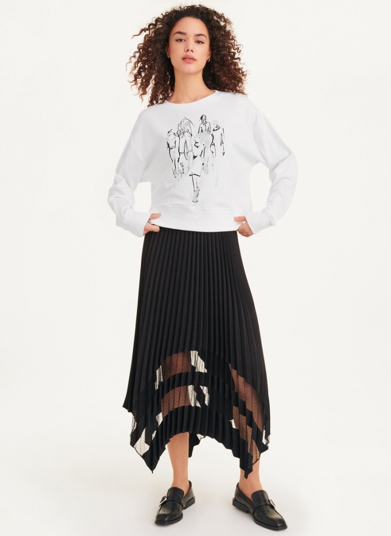 Women\'s Dkny Long Sleeve Fashion Girls Sweatshirts White | V5671152