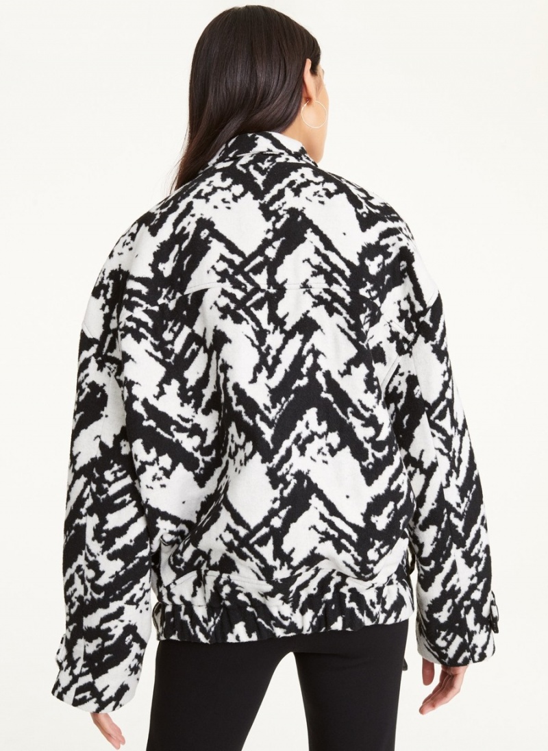 Women's Dkny Long Sleeve Jacquard Coats Black | I9442567