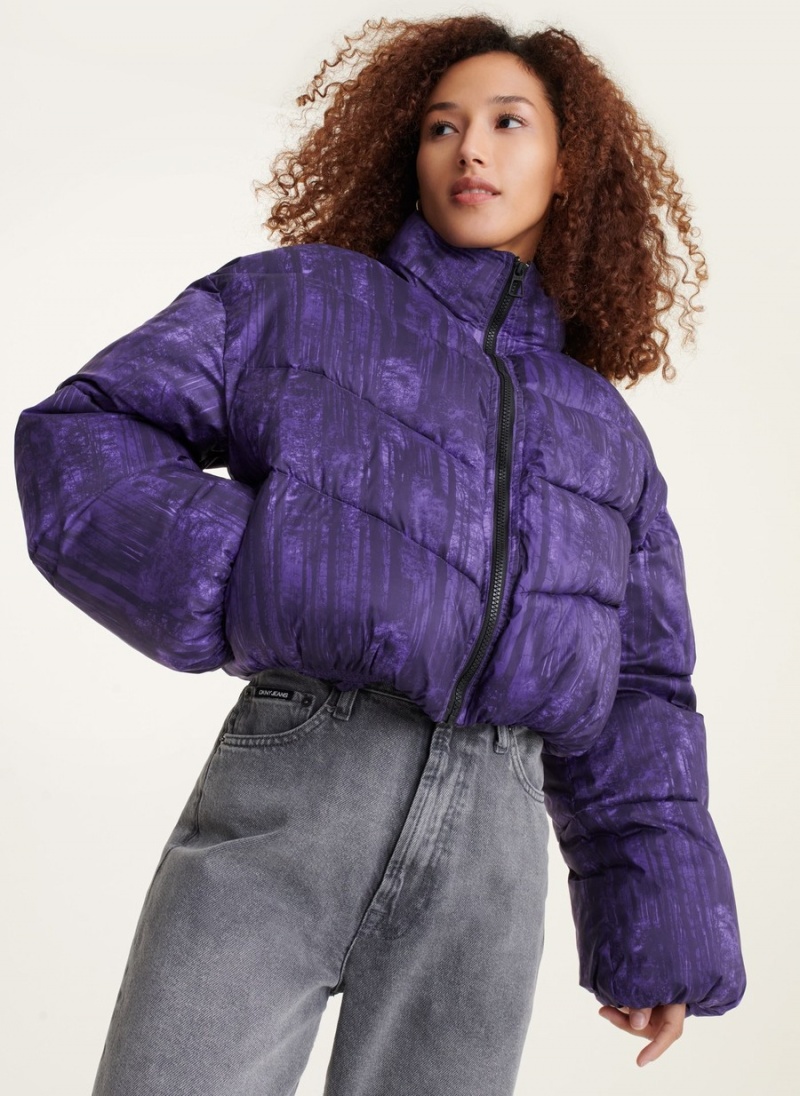 Women\'s Dkny Long Sleeve Puffer Jacket Purple | T1372351
