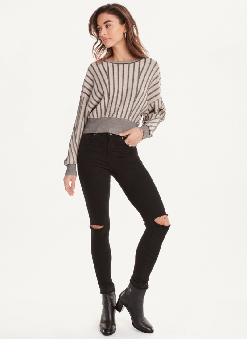 Women's Dkny Long Sleeve Transfer Stitch Sweaters Grey | K6538318