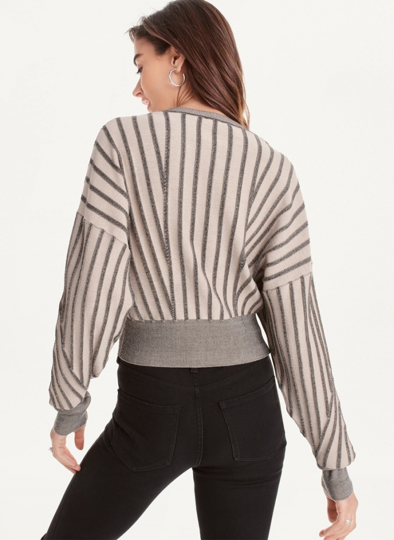 Women's Dkny Long Sleeve Transfer Stitch Sweaters Grey | K6538318