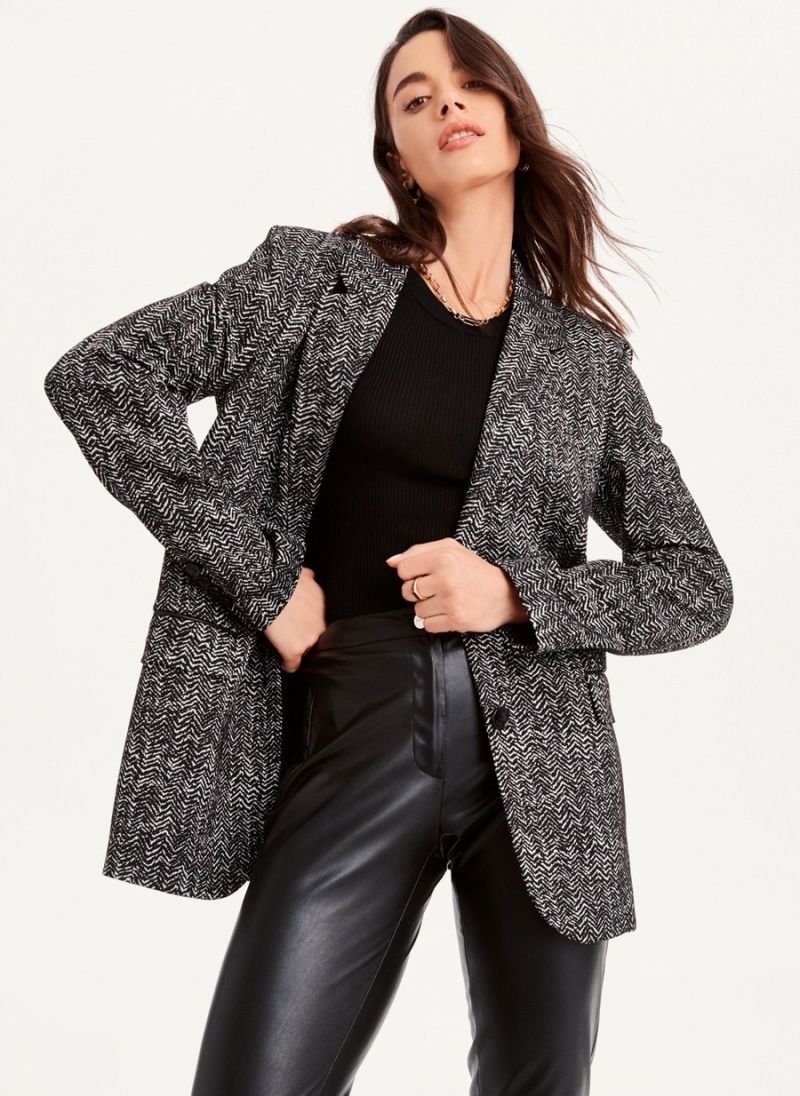 Women's Dkny Long Sleeve Trim Tailored Jackets Black | F6935162