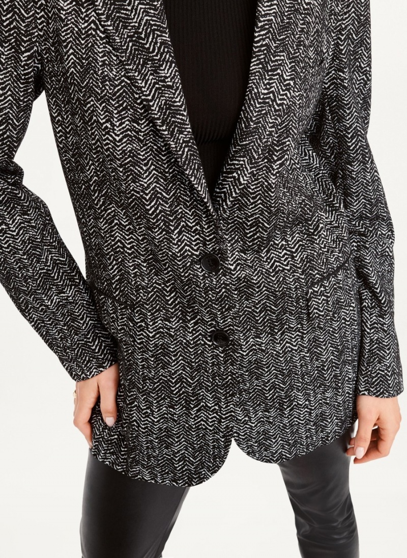 Women's Dkny Long Sleeve Trim Tailored Jackets Black | F6935162