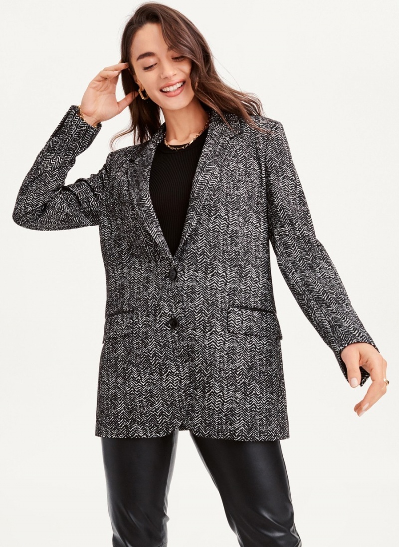 Women's Dkny Long Sleeve Trim Tailored Jackets Black | F6935162