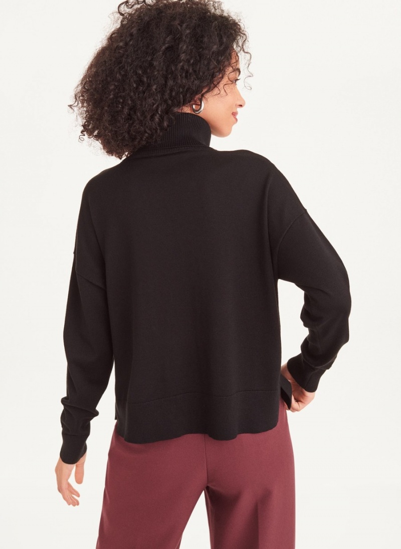 Women's Dkny Long Sleeve Turtle Neck Ombre Sweaters Black | X1710838