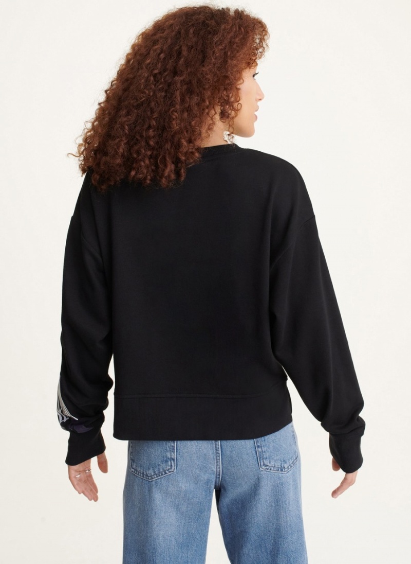 Women's Dkny Long Sleeve With Graffiti Fashion Girls Sweatshirts Black | H4594510