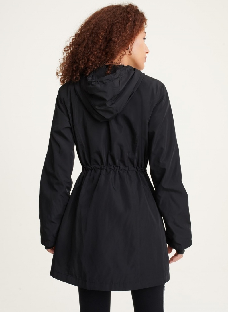 Women's Dkny Longline Cargo Pockets Windbreaker Black | P7055704