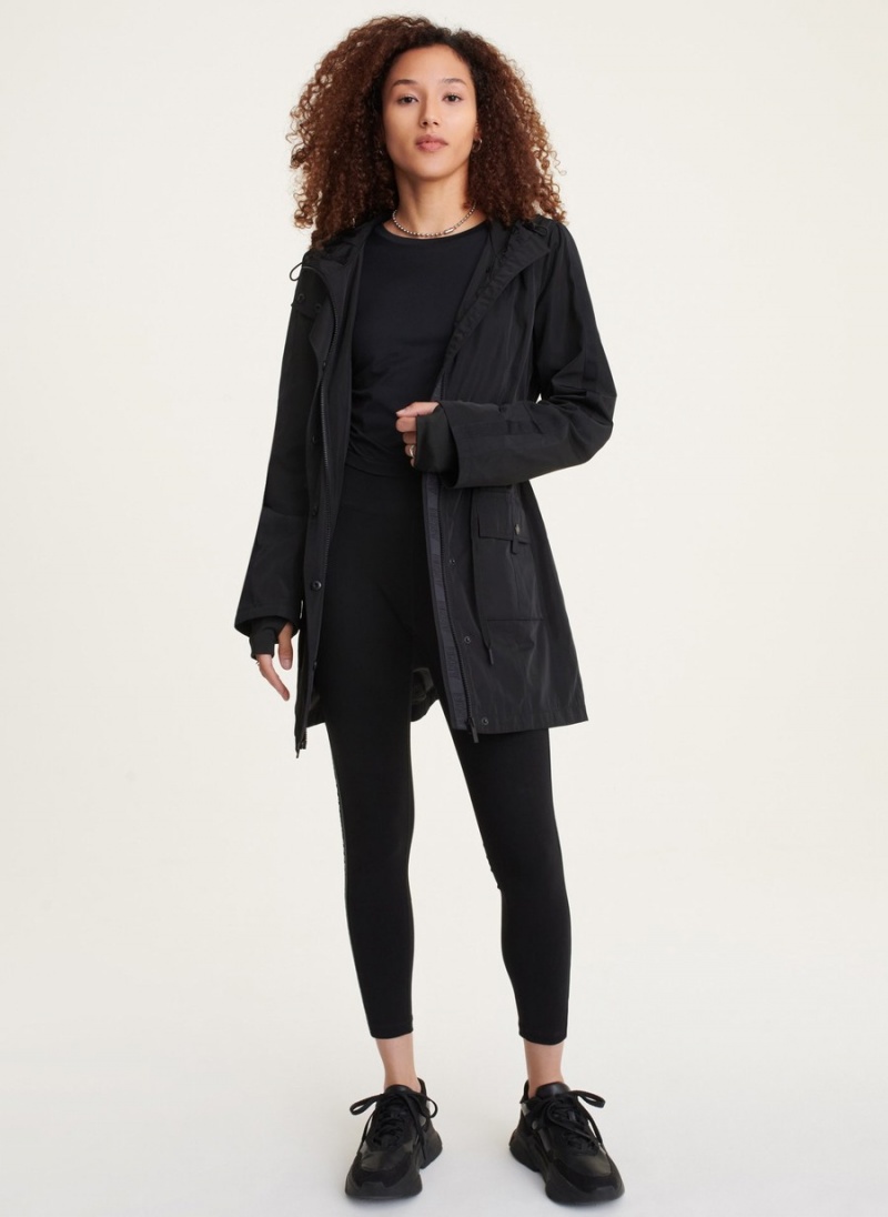 Women's Dkny Longline Cargo Pockets Windbreaker Black | P7055704