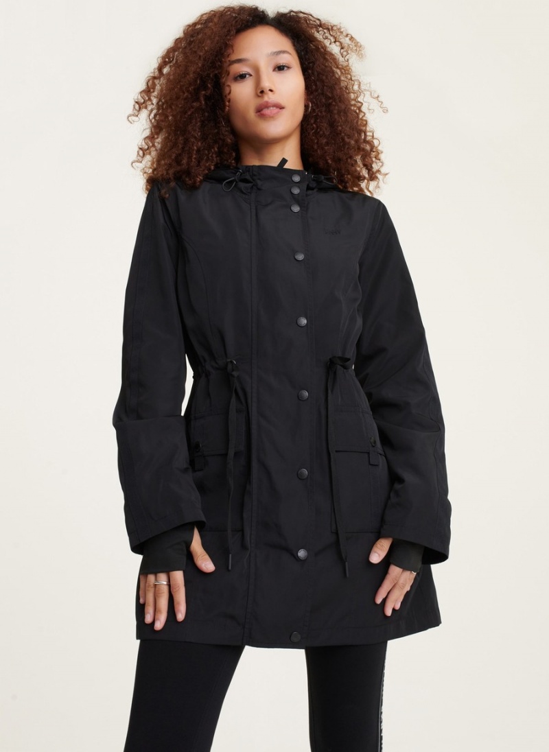 Women\'s Dkny Longline Cargo Pockets Windbreaker Black | P7055704