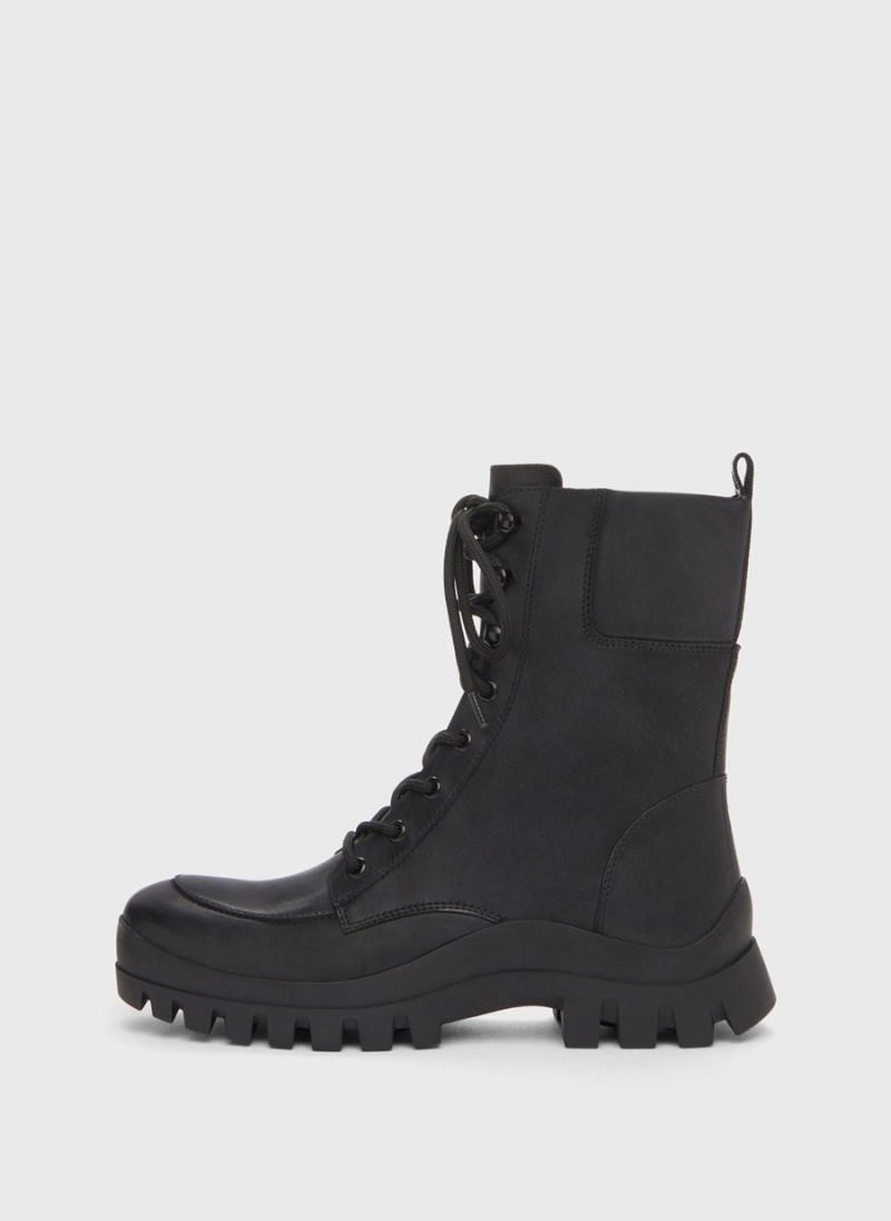 Women\'s Dkny Lug Sole Combat Boots Black | W1489505
