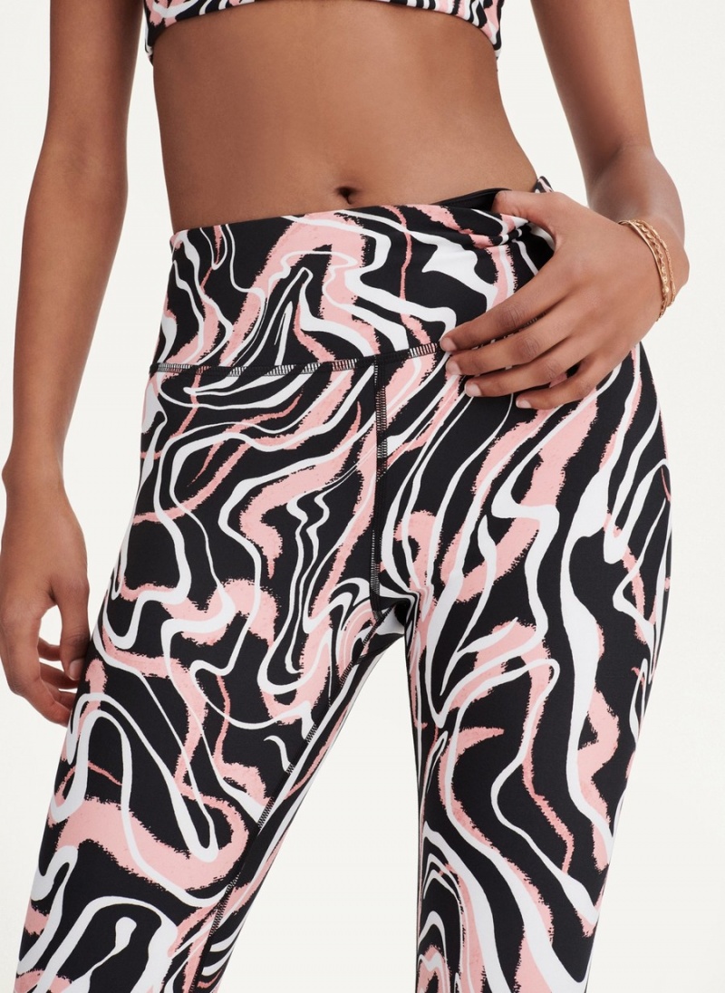 Women's Dkny Marble Swirl Print High Waist Leggings Black | U0456326