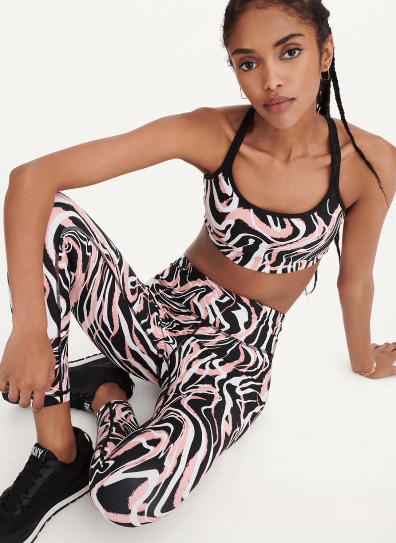 Women's Dkny Marble Swirl Print High Waist Leggings Black | U0456326